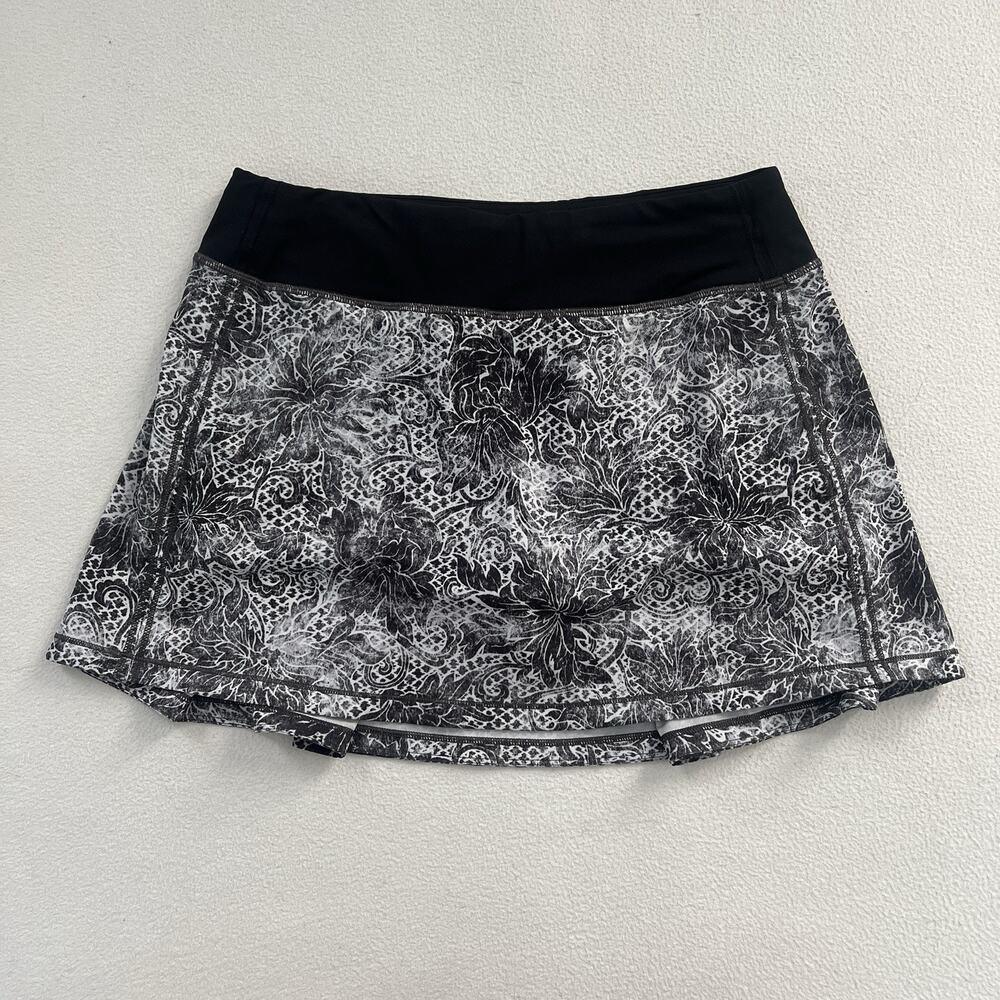 Lululemon Pace Rival Skirt II 4-way Stretch Serigraph Alpine White Black 6 Tall